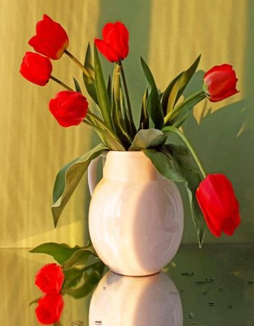 Aesthetic Red Flower Vases Paint By Numbers