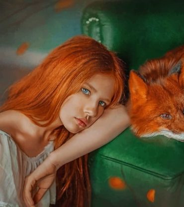 Radiant Red Hair & Fox Woman Paint By Numbers