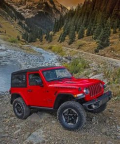 Red Jeep Wrangler Engine Paint By Numbers
