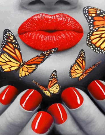Red Lips Butterfly Woman Paint By Numbers