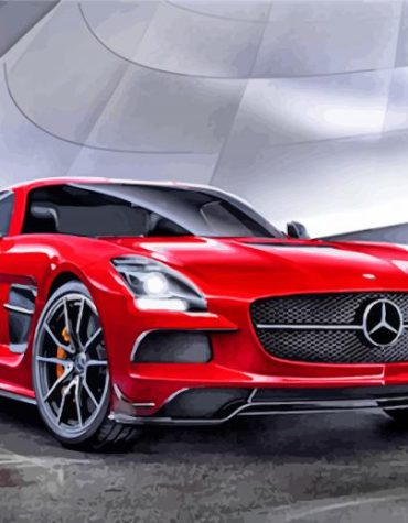 Red Mercedes SLS Car Paint By Numbers