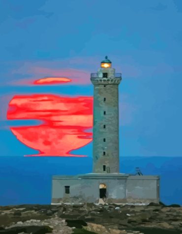 Moonlit Beach Lighthouse Paint By Numbers