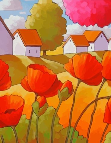 Red Poppy Anemone Paint By Numbers