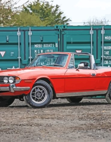 Classic Red Triumph Car Paint By Numbers