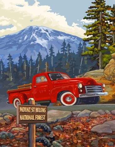 Red Pickup Charm Paint By Numbers