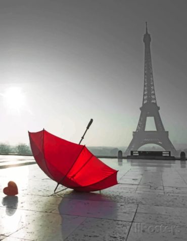 Red Umbrella Paris Scene Paint By Numbers