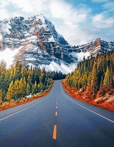 Snowy Mountain Road Paint By Numbers