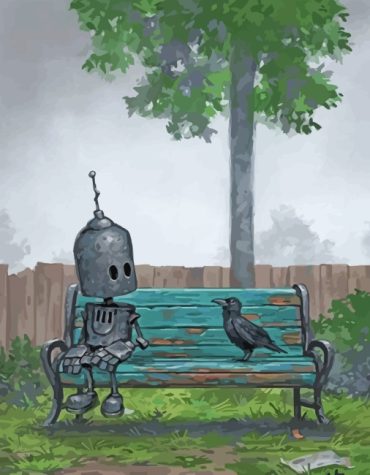 Robot and Crow Duo Paint By Numbers