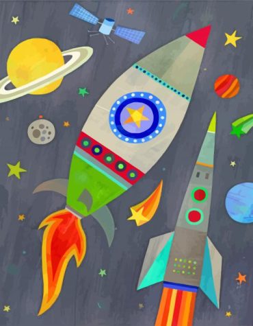 Rocket Ship Engines Paint By Numbers