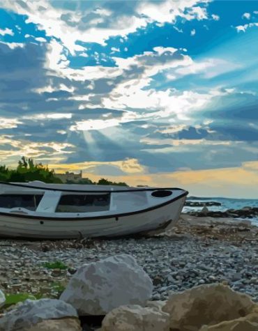 Rocky Sunset Seascape Paint By Numbers