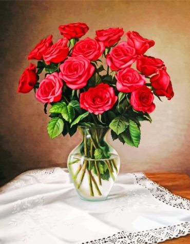 Red Roses Vase Paint By Numbers