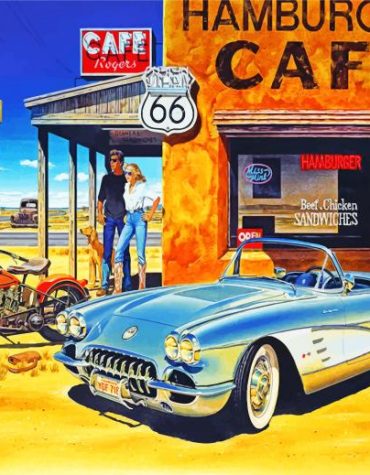 Route 66 Classic Cars Paint By Numbers