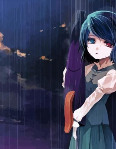 Anime Girl in Raindrop Paint By Numbers