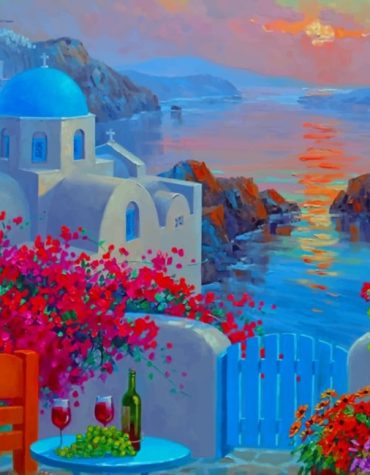 Santorini Greece Sunset Paint By Numbers