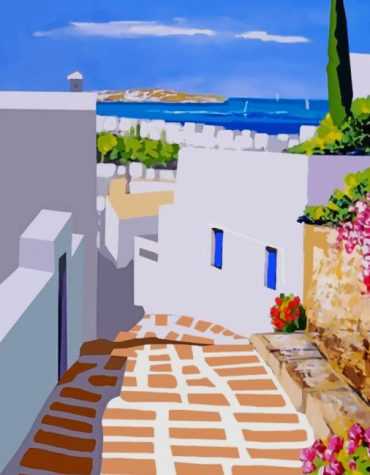 Santorini Beaches and Buildings Paint By Numbers