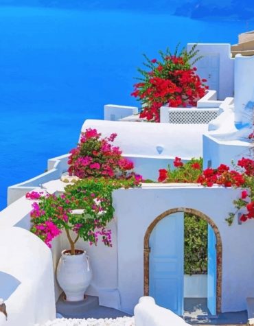 Santorini Seascape in Greece Paint By Numbers