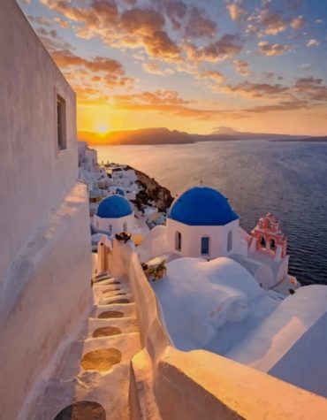 Santorini Greece Sunrise Paint By Numbers