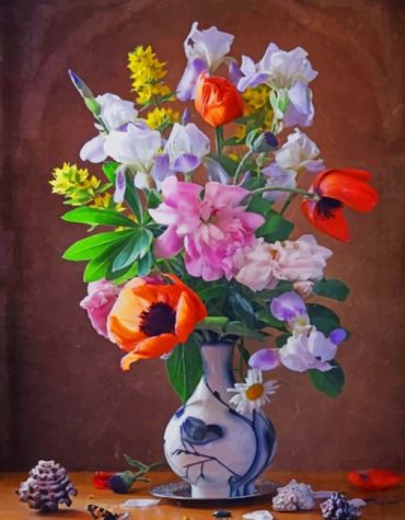 Vintage Seashells and Flowers Paint By Numbers