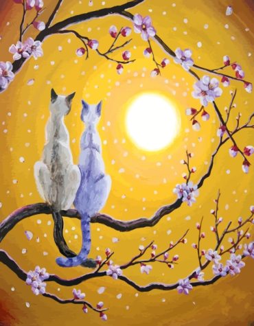 Siamese Kitten in Golden Blossoms Paint By Numbers