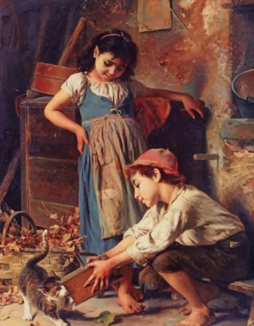 Vintage Siblings and Cats Paint By Numbers