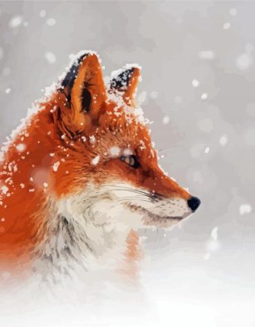 Fox Side Profile in Snow Paint By Numbers