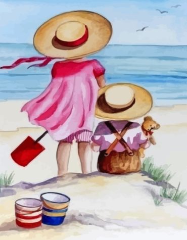 Siblings at the Beach Paint By Numbers