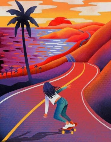 Beach Skater Girl Paint By Numbers