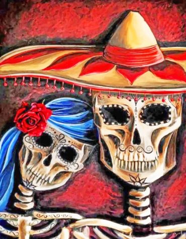 Romantic Sugar Skulls Paint By Numbers