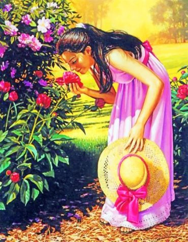 Smelling Flowers Women Paint By Numbers