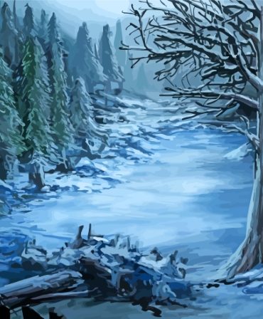 Winter Forest Landscape Paint By Numbers