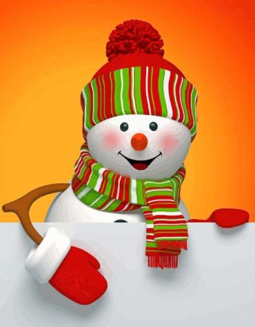 Snowman Illustration Paint By Numbers