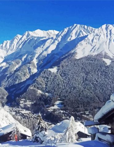 Courmayeur Snowy Mountains Paint By Numbers