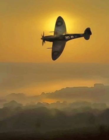 Spitfire Fighter Sunset Paint By Numbers
