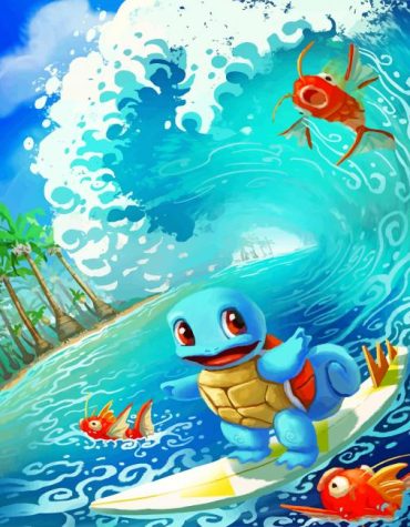 Squirtle Surfing Adventure Paint By Numbers