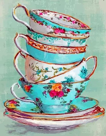 Vintage Tea Cups Paint By Numbers