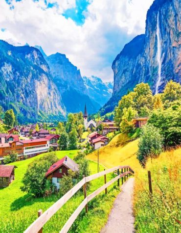 Staubbach Waterfall Switzerland Nature Paint By Numbers