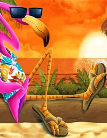 Elegant Flamingo Illustration Paint By Numbers