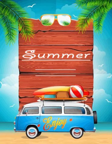 Summer Vacations Blue Car Paint By Numbers