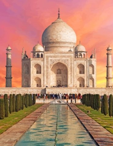 Beautiful Sunrise Taj Mahal Paint By Numbers