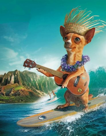 Surfing Dog Paint By Numbers