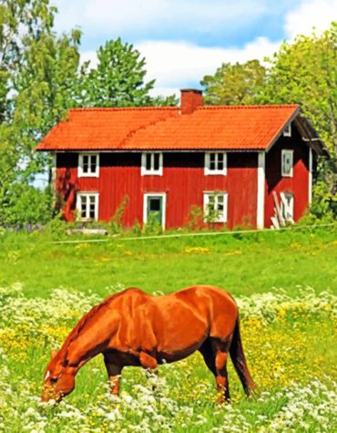 Sweden Farmhouse Landscape Paint By Numbers