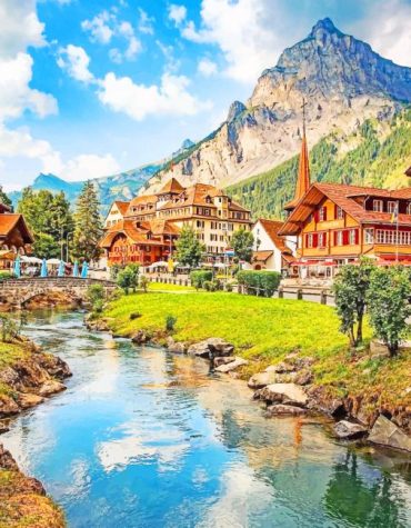 Swiss Grassland Scenery Paint By Numbers