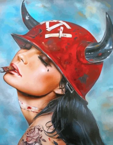 Tattooed Woman Cigarette Vibe Paint By Numbers