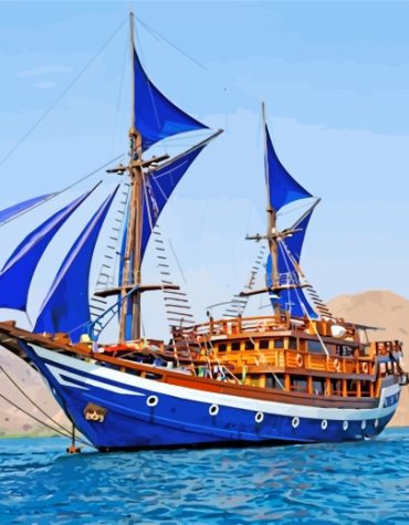 The Blue Tall Ship Paint By Numbers