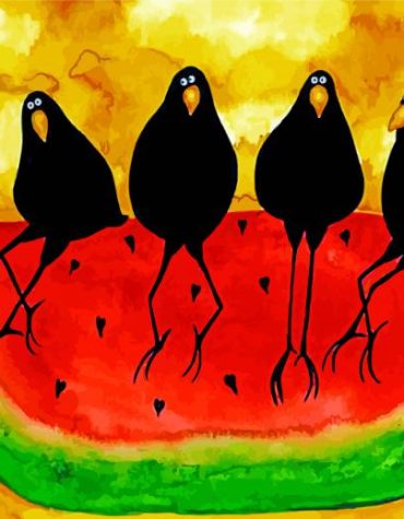Crows and Watermelon Paint By Numbers