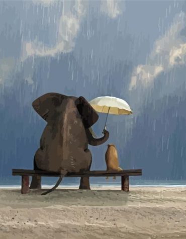 Elephant White Umbrella Paint By Numbers