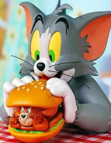 Tom and Jerry Cartoon Burger Paint By Numbers