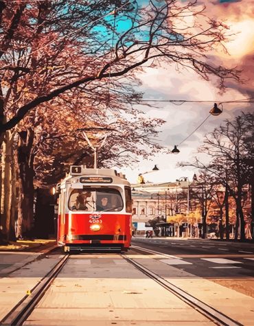 City Tram Urban Scene Paint By Numbers