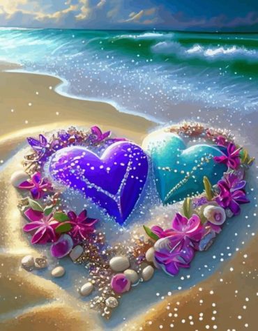 Tropical Hearts Seascape Paint By Numbers