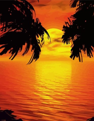 Tropical Beach Sunset Paint By Numbers